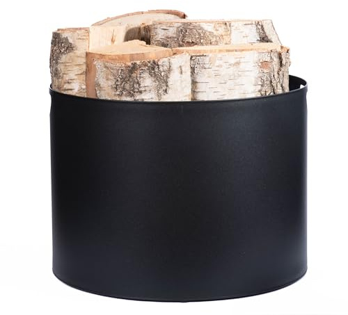 Kapaga – Kaminholzkorb 38 x 28 cm – Metall Schwarz pulverbeschichtet | Holzkörbe & Holzträger – Robuster Holzkorb für Kamin, Wohnzimmer & Deko, Kaminholzträge - Feuerholz Aufbewahrung
