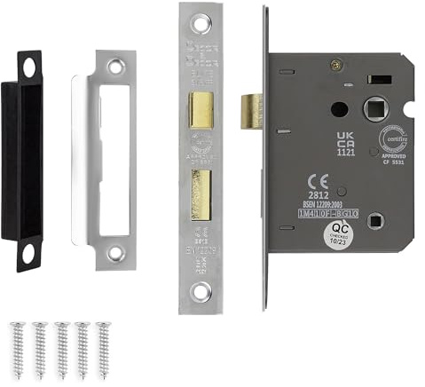 Decoranddecor Chrome Bathroom Door Lock 76mm Mortice Internal Toilet | Chrome Bathroom Lock, WC and Toilet Door Locks, Mortice Bathroom Lock, 3 Inch Lock Case, Steel Locks, Wooden Doors