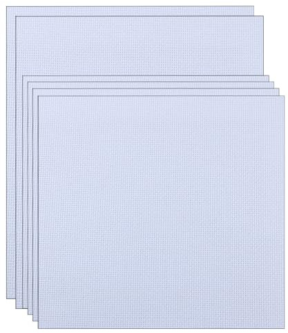 Yosugar Kreuzstich Stoff Set 6-Stück,11CT Aida Stoff Weiß zum Sticken für DIY Näharbeit und Stoff Handwerk,2 Stück 30×45cm, 4 Stück 30×30cm,Cross Stitch Fabric (6)