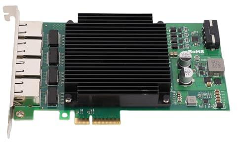 Lazmin112 4 Port PoE PCIe Network Card, I226 Main Control Chip 2.5G Gigabit Ethernet Card with Efficient Heat Dissipation Design, for Industrial Camera Capture