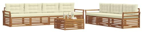vidaXL Outdoor-Sofagarnitur mit Kissen 8 pcs Natur und Creme, Gartenlounge, modernes Outdoor-Sofa-Set, langlebige Terrassenmöbel, Bequeme Sitzmöglichkeiten