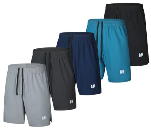 Bsrpolry 5 Pack Men's Running Shorts Gym Shorts Quick Dry for Jogger, Men's Athletic Shorts with Pockets and Elastic Waistband