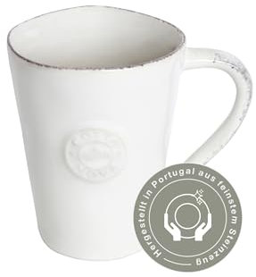 Costa Nova Tasse Nova: Aus feinstem Steinzeug, Ideal für Kaffee und Tee, Spülmaschinen-, Mikrowellen-, Ofen- & Gefriergeeignet, Design inspiriert von der Natur, Handveredelt, Weiß, 360 ml