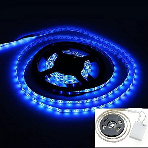 cuzile striscia di luci a LED bianche, 100 cm, scatoletta con batterie, interruttore, funzionamento a batteria, blu