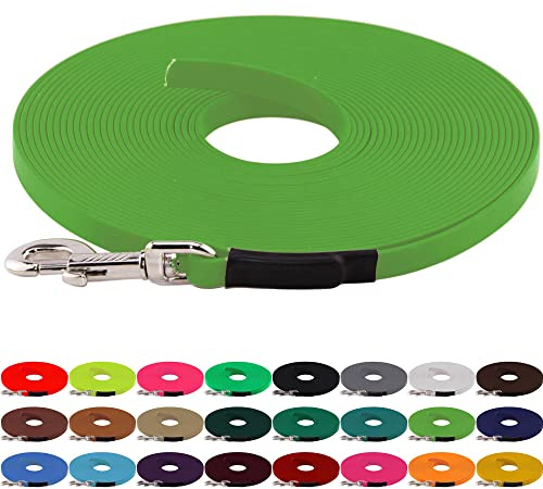 LENNIE BioThane Schleppleine, 9mm, Hunde 5-15kg, 5m lang, ohne Handschlaufe, Apfelgrün, genäht