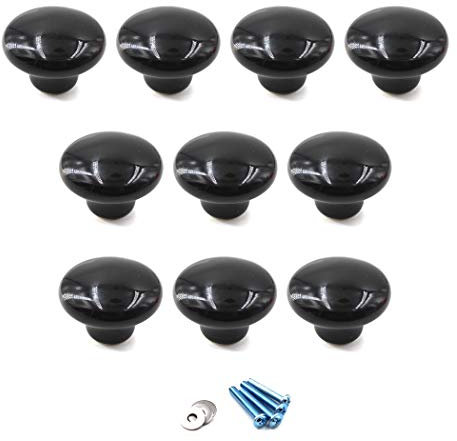Flomore Noir Poignées et boutons de tiroir ceramique poignée de meuble porte bouton Pour la chambre des enfants Pack de 10 (vient avec des vis)