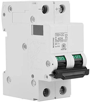 C65H-DC Interruttore Aria Interruttore Automatico Miniaturizzato, Interruttore magnetotermico Differenziale DC 25A / 40A 2P 250V Bassa Tensione per a Pannelli Solari(40A)