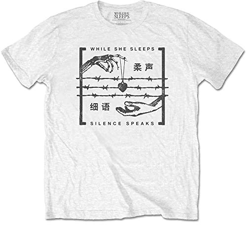 While She Sleeps Unisex Adult Silence Speaks Album Artwork Graphic Print White Cotton T-Shirt XL
