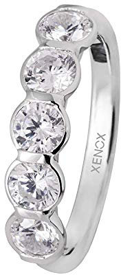 XENOX Silber Sterling 925 Damen Ring mit Zirkonia and Friends XS9117, Ringgröße (Durchmesser):50 (15.9 mm Ø)