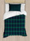 ABAKUHAUS Schottenkaro Bettbezugs Set für Einzelbetten, Scottish Folklore-Muster, Milbensicher Allergiker geeignet mit Kissenbezug, 130 x 200 cm, Dunkelgrün Schwarz