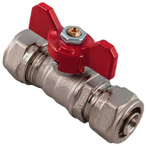 20 mm Qualitäts-Schraubfitting >Kugelhahn Flügelgriff rot i/i | Für Aluminium-Mehrschichtverbundrohr 20,0 x 2,0 Durchmesser x Wandstärke