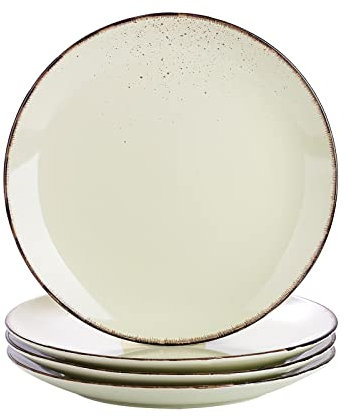 vancasso Navia Nature Dinner Plate Set of 4, Stoneware Vintage Look Cream Dinnerware Tableware, 10.5 inch Snack/Salad/Fruit/Side Plate. (27 * 27 * 2.5cm)