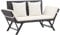vidaXL Gartenbank mit Auflagen Sonnenliege Sitzbank Bank Gartenliege Liege Gartenmöbel Balkonbank Parkbank Terrasse 176cm Schwarz Poly Rattan