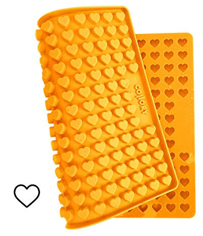 Collory Backmatte Hundekekse für MINI (1,5cm) HERZ FORM Leckerlis, Silikon Backform, Pralinenform, Schokoladenform, Hitzebeständig, Lebensmittelecht & Bpa-frei