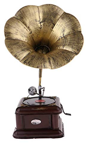 Backbayia Vintage Gramophone Modell Wohnkultur Ornament Dekoration für Zuhause, Café, Bar (Golden)