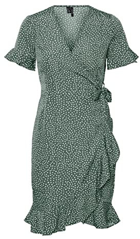 VERO MODA VMHENNA 2/4 WRAP Frill Dress NOOS