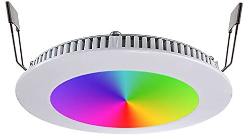 Planetitaly KIT cromoterapia faretto incasso pannello slim LED 8W RGB 3000K multicolore 24V WiFi telecomando box doccia controllo vocale APP smartphone foro 13cm