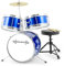 World Rhythm Kit de batterie pour enfant - 3 pièces - Bleu - Avec trône et baguettes