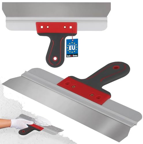 KOTARBAU® Espátula de acero inoxidable 350 mm, Espátula para aplicar y retirar yeso, masilla, Espátula ancha, Espátula para fachadas con soporte de aluminio y mango suave, Espátula de superficie