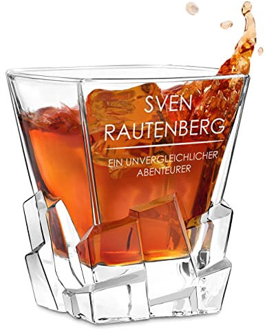 Maverton Whisky Glas mit Gravur - 250ml personalisiert - edles Kristallglas - zum Geburtstag - für Männer & Whiskygenießer - Whiskyglas mit luxuriösem Design - Weihnachtsgeschenke - unvergleichlich