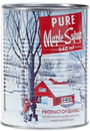 Brien Sirop d'érable 100 % pur, sirop végétalien sans gluten, recharge distributeur de sirop d'érable, produit en boîte de sirop d'érable véritable, 540 ml