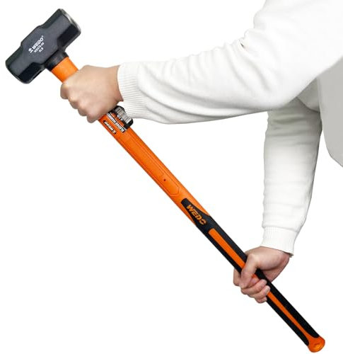 WEDO 14lb Sledge Hammer with Fiberglass Handle, Club Hammer, Drilling Hammer, Crack Hammer, High Carbon Steel Hammer, Length 894mm,Shock Resistant, Non-Slip Handle, Die-forged, Strong Torque