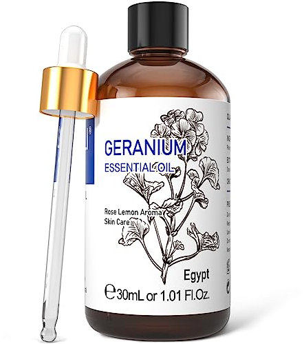 HIQILI Geranium Oil Essential 30ML, 100% Natural Aromatherapy Oil for Face, Candle Making, Diffuser,Skin&Hair - 1 Fl Oz
