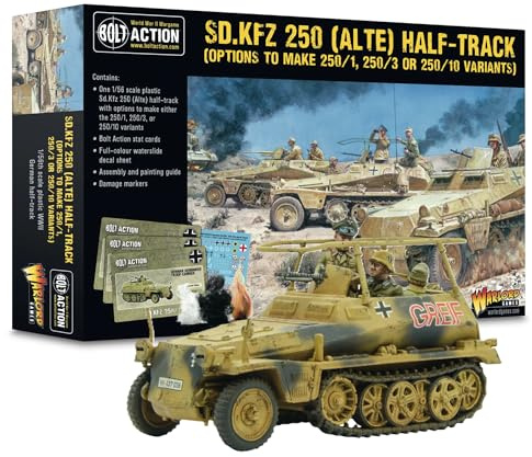 Warlord Games Sd.Kfz 250 (Alte) Half-Track (Options to Make 250/1, 250/3 or 250/10 variants) - 1:56 / 28mm Plastic Scale Model Halftrack for Bolt Action