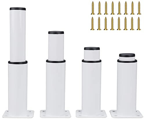 WingFly 4pcs Pieds de Meubles 25 CM Réglables Pied Cuisine Pieds de Sommier à Lattes Universel Pied de Lit à Visser Metal 0-180cm Hauteur pour Pieds d'armoire, Table Basse, Canapé Jambe Table