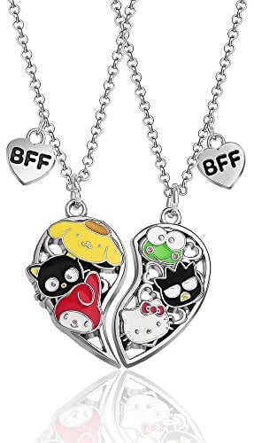Hello Kitty Sanrio and Friends M dchen BFF Halskette f r 5,1 40,6 cm + 7,6 cm Imit. Rhodium BFF Freundschaftsketten Offizielles Lizenzprodukt, Kost m, kein Edelstein, Kost m, Kein Edelstein