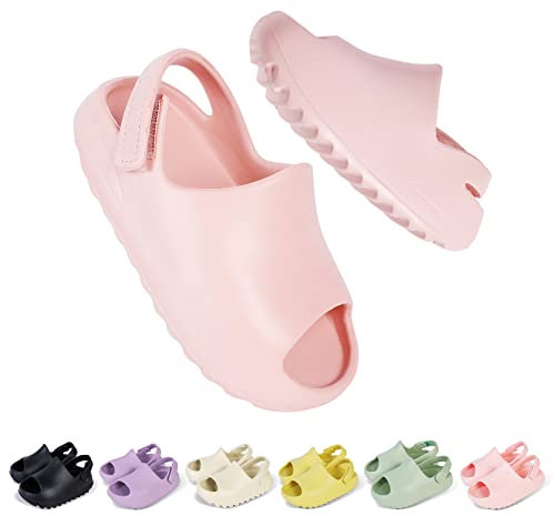 bolukets Ciabatte Bambina Bambino Estive Ciabatte Mare Bimbo Bimba Sandali Comodi con Suola Spessa Antiscivolo da Piscina Spiaggia Casa Sandali con Cinturino, Rosa, 19/20 EU