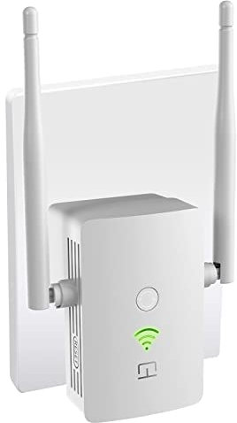 WLAN Verstärker Repeater I 1.200Mbit/s Dualband WLAN Repeater I Internet Verstärker Hohe Reichweite, Repeater mit LAN Anschluss, Steckdose, 867Mbit/s 5GHz + 300Mbit/s 2,4GHz, Kompakte Bauweise