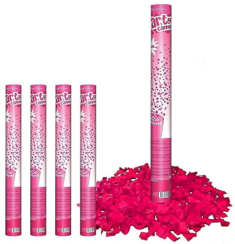 Krause & Sohn 4 Confetti Shooter Konfetti Kanone 60 cm lang Party Popper Geburtstag Hochzeit Deko Party-Deko Party-Zubehör (Pink)