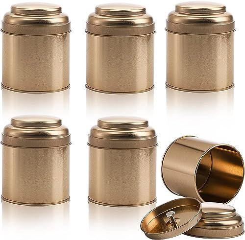 Lawei Confezione da 6 barattoli per tè con doppio coperchio ermetico, mini contenitori rotondi per tè, caffè, zucchero, foglie sfuse per candele fai da te, 50 g