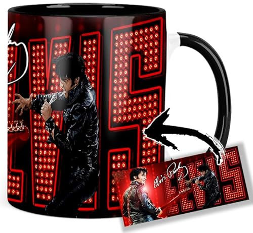 Elvis Presley Tasse Innen & Henkel Schwarz Keramikbecher Mug