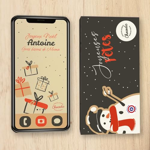 Je personnalise mon IPhone téléphone en chocolat Noel avec mon texte - Tablette en chocolat personnalisée cadeau noel - Chocolat personnalisable
