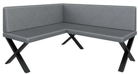 FURNISTAR Eckbank Akiko Metal X - Eckbankgruppe für Ihrem Esszimmer, Küche modern, Sitzecke, Essecke. Perfekt für Küche, Büro und Rezeption. Solide und Starke Verarbeitung. (142x168-Links-Soft29)