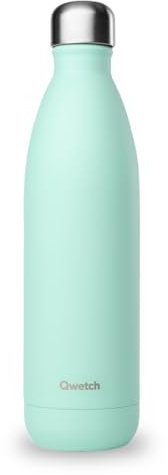 Qwetch - Bouteille Isotherme Originals Vert Pastel 1L - 24h Froid et 12h Chaud - Etanche, Sans BPA & Réutilisable - Gourde inox isotherme pour Sport, Voyage, Bureau, Randonnée