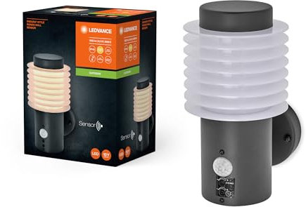 LEDVANCE ENDURA STYLE RONDO WALL Außenleuchte, 9,5W, 700lm, Wandleuchte, dunkelgrau, Bewegungsmelder, Tageslichtsensor, IP44 Schutzklasse, 3.000K Farbtemperatur, warmweiße Lichtfarbe