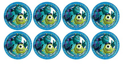 ALMACENESADAN, 5121, Pack fiesta cumpleaños; pack 8 platos de cartón 23 cm; de la licencia (Monstruos SA)