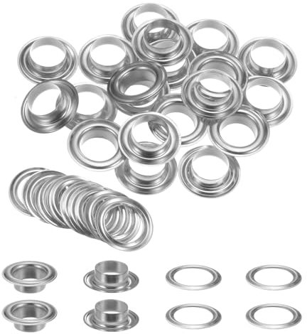 QUARKZMAN 20 Ensembles d'Œillets avec Rondelles de 12 mm en Cuivre pour Tissu, Rideaux, Ceintures en Cuir, Chaussures, Sacs, Bricolage, Ton Argent