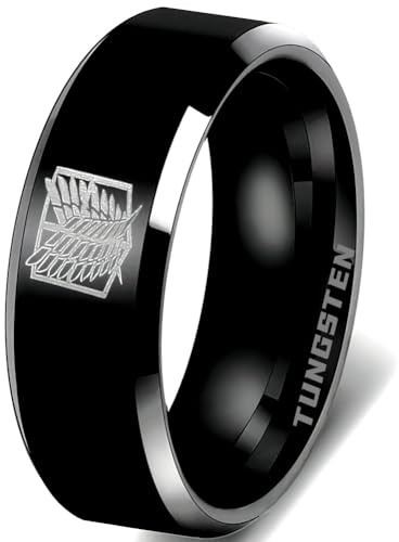 Anime Wings of Freedom Ring, Wolframcarbid Ring, Schwarz, 9, Wolframkarbid, Kein Edelstein