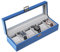 ProCase Uhrenbox mit 6 Fächern, hölzerne Uhrenkasten mit Glasdeckel, Uhrenkoffer mit Uhrenkissen, Uhrenaufbewahrung Watch Box für Herren Uhrenorganizer mit Glasdeckel - Königsblau