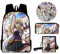 4 Stück Set Fairy Tail Rucksack Studentenrucksack Anime Lucy Heartfilia Rucksack Cartoon-Druck Umhängetasche Stiftemäppchen Schulranzen Aufkleber Unisex Schultasche Computer Taschen Reise Rucksack
