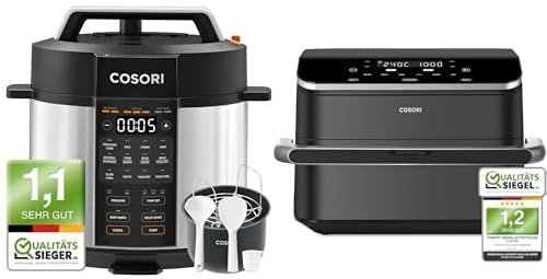 COSORI Schnellkochtopf, 9-in-1, Multikocher mit 14 Funktionen&COSORI Heißluftfritteuse TwinFry 10L Airfryer
