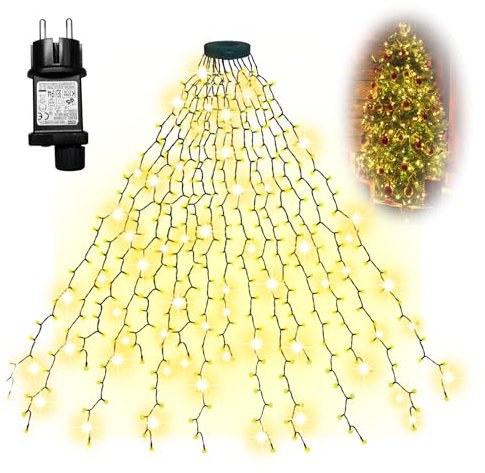 Zewool 2m Christbaumbeleuchtung mit Ring und 16 Tränge, 400er LED Weihnachtsbaum-Überwurf-Lichterkette für 150cm-240cm Tannenbaum (Warmweiß)