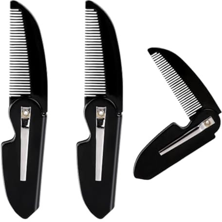 Confezione da 3 pettini per barba pieghevoli, baffi pettine piccolo tascabile pettine per baffi pettine per capelli portatile, per Cura e Pettinatura di Barba, Pettine Pieghevole Da Viaggio