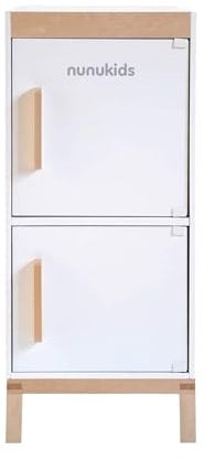 Rebecca Mobili Frigorifero Giocattolo, Frigorifero per Bambini in legno, Gioco Montessoriano, con Accessori Inclusi, per Bambini da 3 Anni, Idea Regalo - Misure HxLxP: 73 x 30 x 30 cm - Art. KR9006
