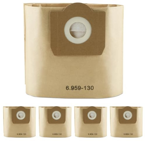 5 Stück 6.959-130.0 Staubsaugerbeutel für Kärcher WD3, WD3P, MV3, Filtertüten Beutel für WD3 1629 MV3 A2201, 2204, 2504, 2554, 2251, Beutel Staubsauger Paperbags Wiederverwendbar Papierfilterbeutel