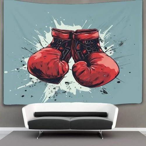 VUDBELAFC 3D Druck Boxing Gloves Wandteppiche Poster Ornament Wandbehang Wandteppich Wanddeko Wandbehang Für Schlafzimmer, Wohnzimmer, Wohnheim,Tapisserie 130cmx150cm